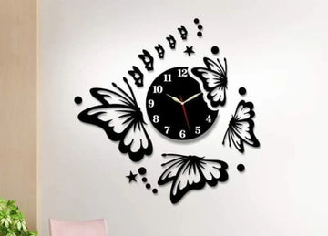 3D Butterfly Acrylic Wall Clock – Modern Home Decor