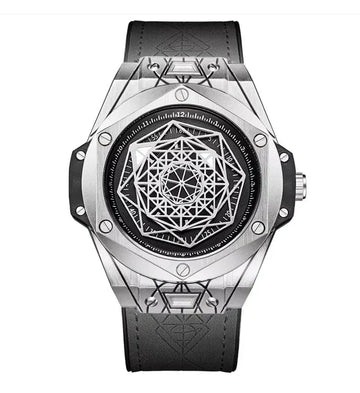 Geometric Metallic Watch – Modern Men's Timepiece