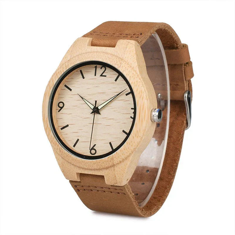 Natural Wooden Watch – Unisex Casual Timepiece