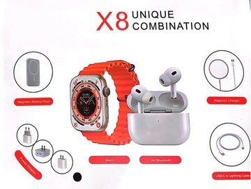 X8 Smartwatch 3-in-1 Combo – Power Bank & Wireless Earbuds